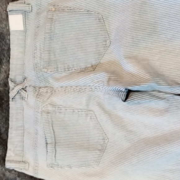 Jolt blue and white pinstripe railroad stripe raw hem pants - Picture 6 of 12